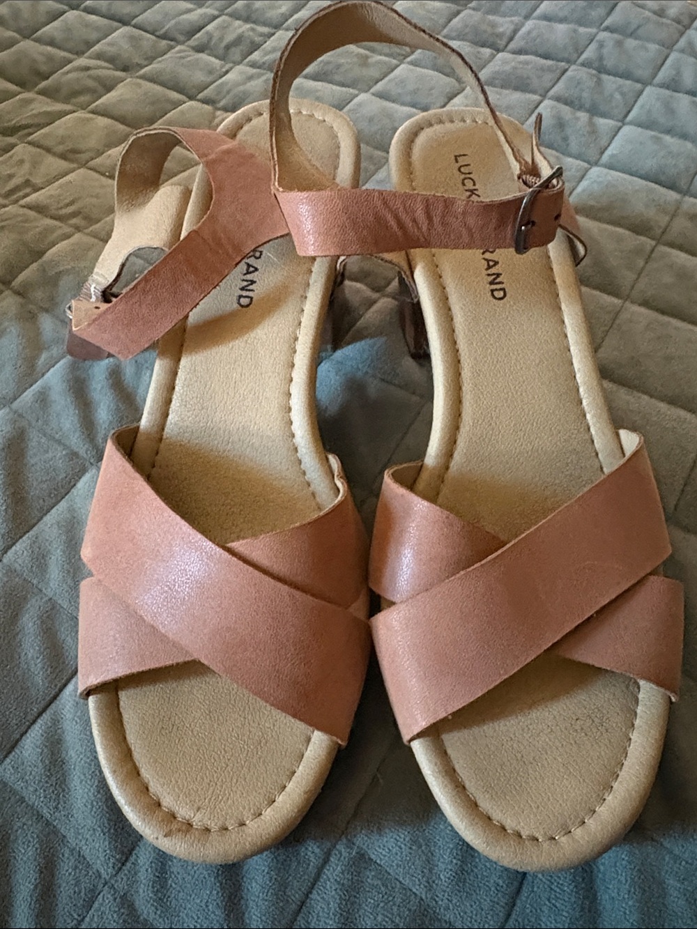 Lucky Brand Women's Rose Tan Crisscross Sling Sandals